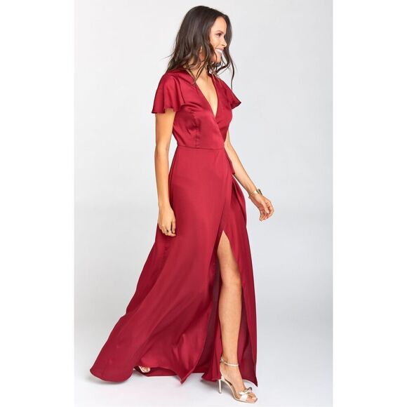 NWT Show Me Your MuMu Noelle Satin Wrap Dress Red Luxe XXXL - Picture 2 of 12